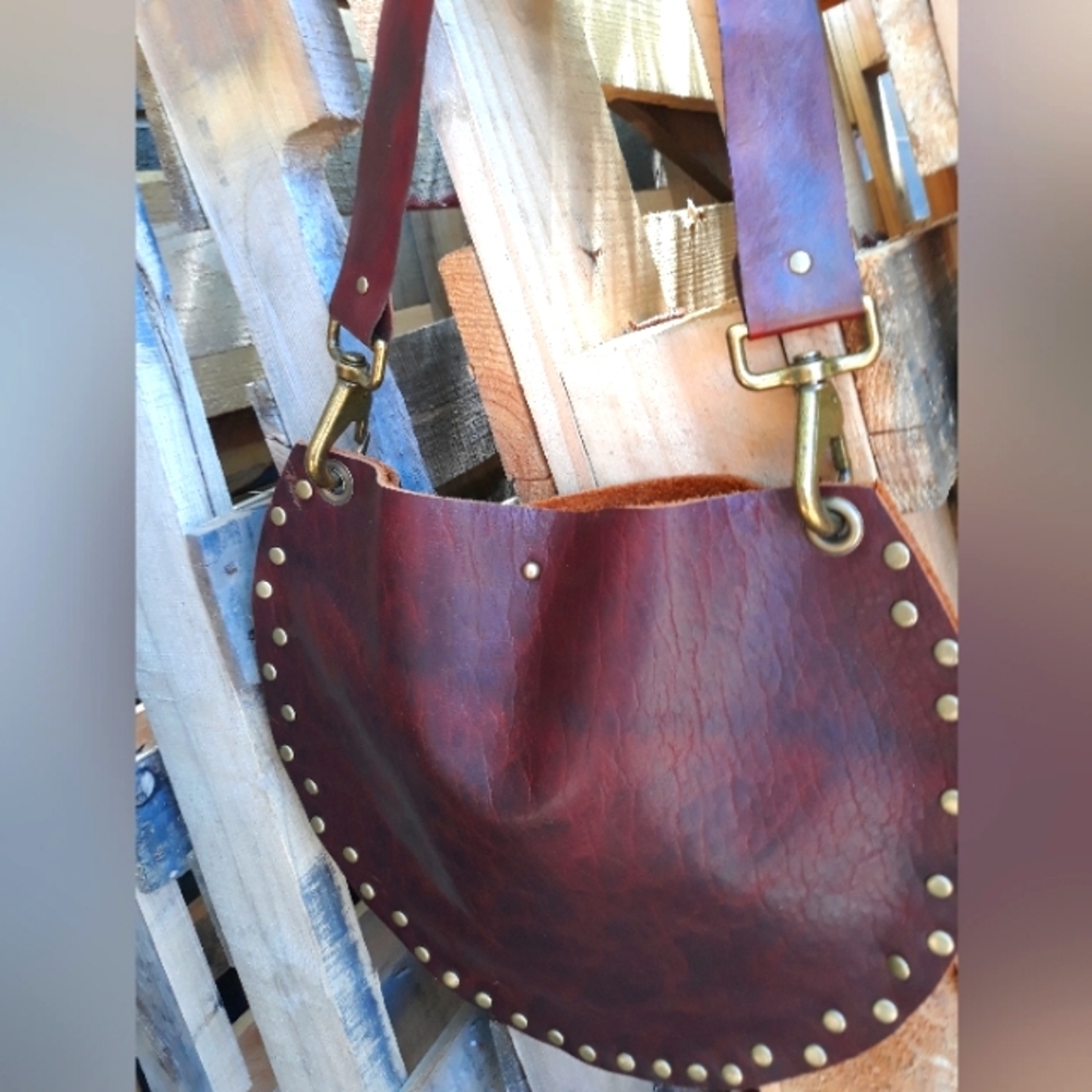 Handcrafted/Brown Leather/Boho Style Hobo Bag by J.Monique - Picture 8 of 10